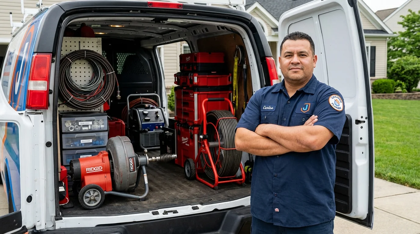 Professional drain cleaning equipment and Johns Plumbing LLC plumber in Rhodhiss