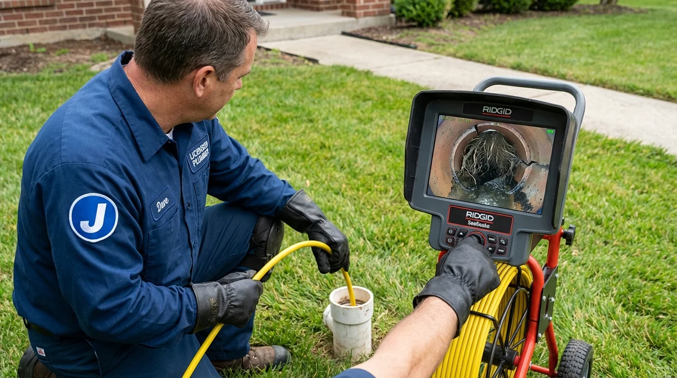 Sewer camera inspection being performed by Johns Plumbing LLC in Rhodhiss